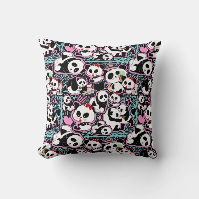 Spot The Panda! Panda Doodles Cushion (Front)