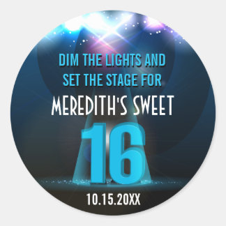 Spotlight Star Blue Sweet 16 Classic Round Sticker