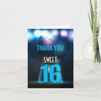 Spotlight Star Blue Sweet 16 Thank You Card