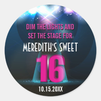 Spotlight Star Pink Sweet 16 Classic Round Sticker