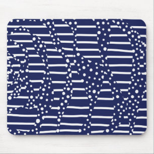 Spots and Stripes 2 - Blue and White Mouse Pad