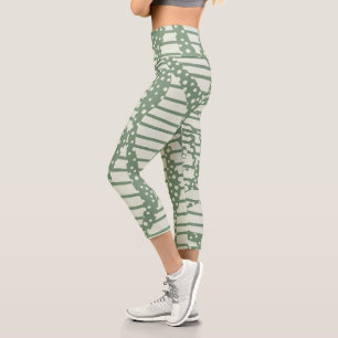 Spots and Stripes 2 - Green Capri Leggings