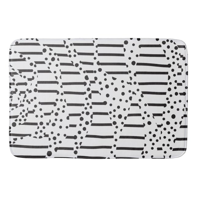 Spots and Stripes 2 in Black and White  Bath Mat (Front)