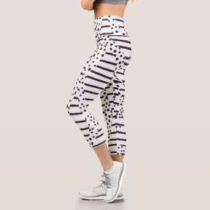 Spots and Stripes 2 in Black and White  Capri Leggings