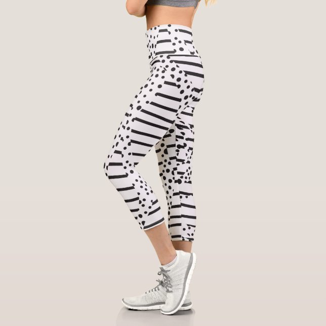 Spots and Stripes 2 in Black and White  Capri Leggings (Left)