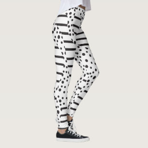 Spots and Stripes 2 in Black and White Leggings