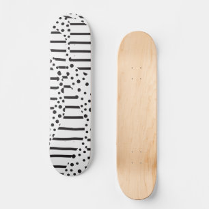 Spots and Stripes 2 in Black and White Skateboard