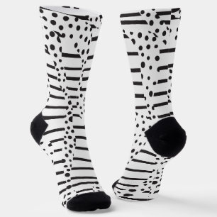 Spots and Stripes 2 in Black and White  Socks
