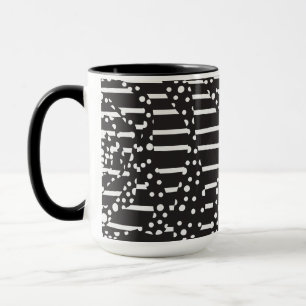 Spots and Stripes 2 in White on Black  Mug