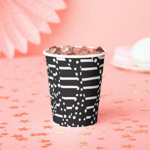 Spots and Stripes 2 in White on Black  Paper Cups