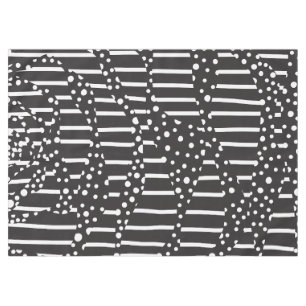 Spots and Stripes 2 in White on Black  Tablecloth