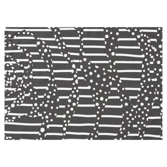 Spots and Stripes 2 in White on Black  Tablecloth (Front (Horizontal))