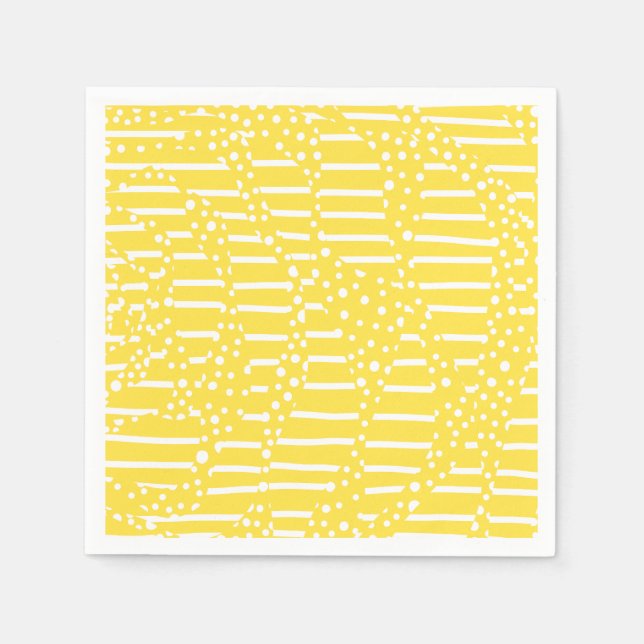 Spots and Stripes 2 - Lemon Yellow and White Napkin (Front)