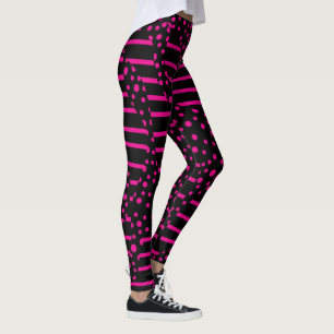 Spots and Stripes 2 - Magenta and Black Leggings