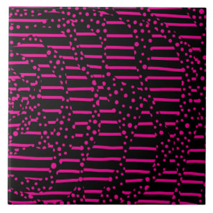 Spots and Stripes 2 - Magenta and Black Tile