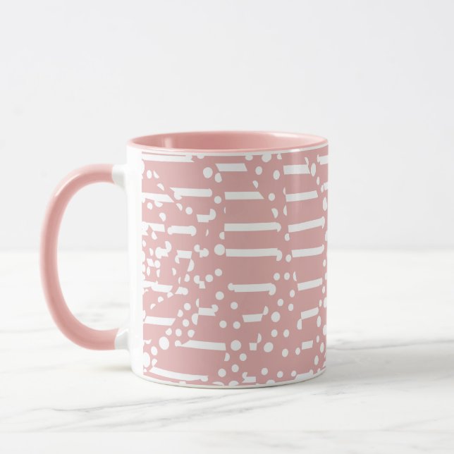 Spots and Stripes 2 - Pink and White  Mug (Left)