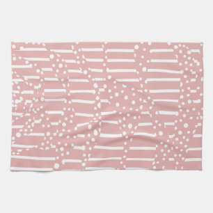 Spots and Stripes 2 - Pink and White  Tea Towel