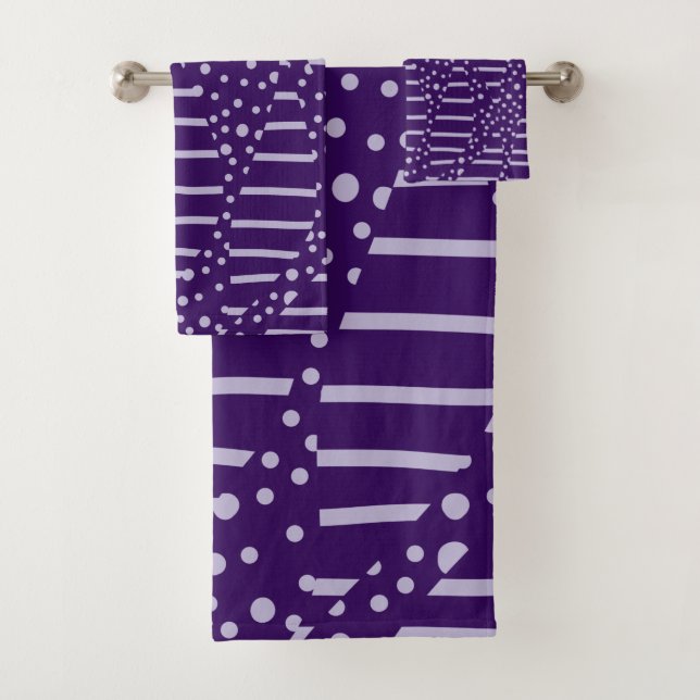 Spots and Stripes 2 - Purple Bath Towel Set (Insitu)