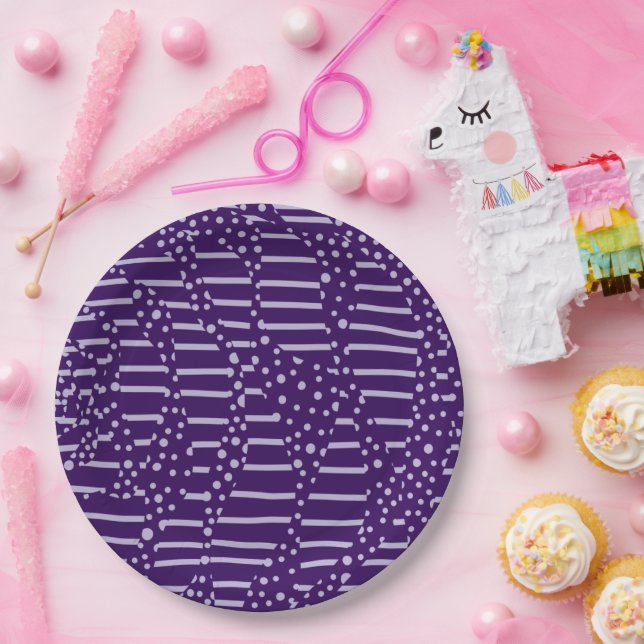 Spots and Stripes 2 - Purple Paper Plate (Party)