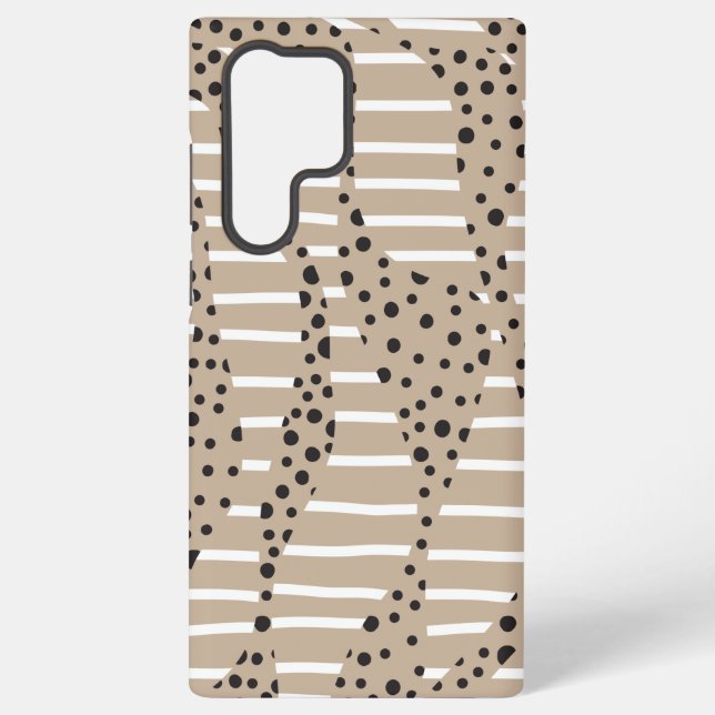 Spots and Stripes 2 - Taupe, Black and White Samsung Galaxy S22 Ultra Case (Back)