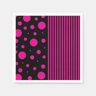 Spots and Stripes in Magenta and Black Napkin