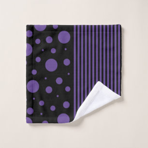 Spots and Stripes in Purple and Black Bath Towel Set