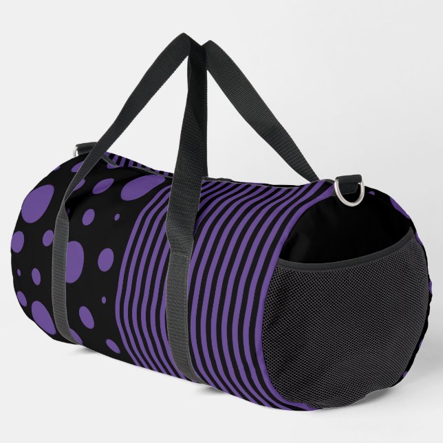 Spots and Stripes in Purple and Black Duffle Bag (Right Corner)