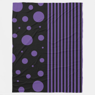 Spots and Stripes in Purple and Black Fleece Blanket