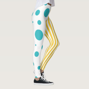 Spots and Stripes - Turquoise and Yellow Leggings