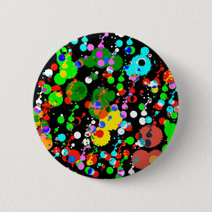 spots on black 6 cm round badge