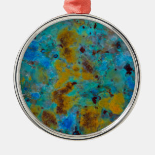 Spotted Blue Chrysocolla Jasper Metal Tree Decoration