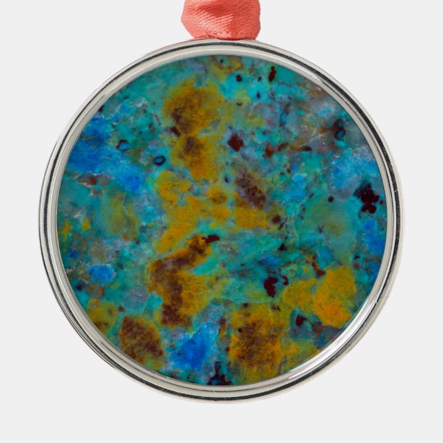 Spotted Blue Chrysocolla Jasper Metal Tree Decoration (Front)