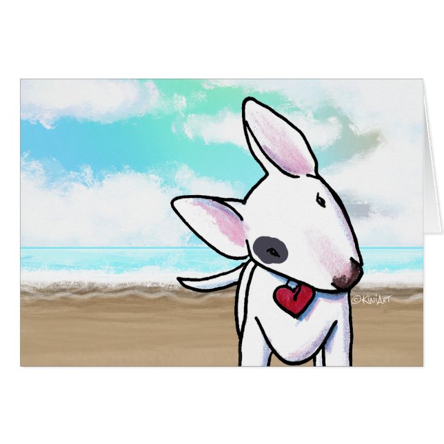 Spotted Bull Terrier Beach Card (Front Horizontal)