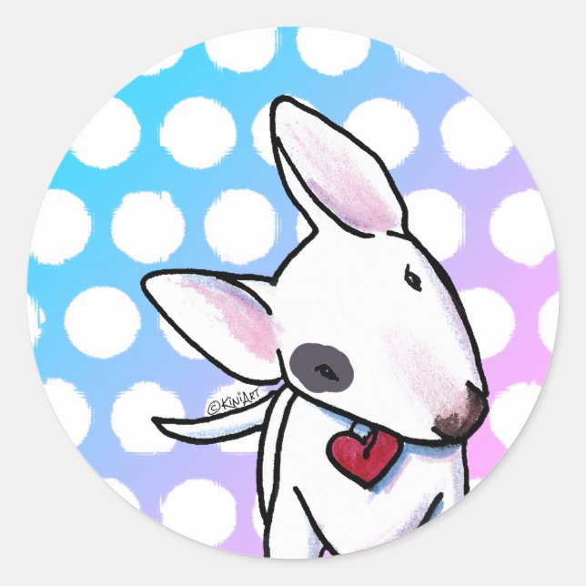 Spotted Bull Terrier Classic Round Sticker (Front)