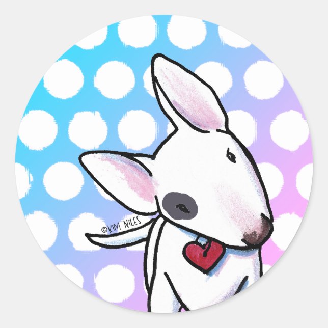 Spotted Bull Terrier Classic Round Sticker (Front)