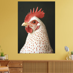 Spotted Chicken Portrait Canvas Print