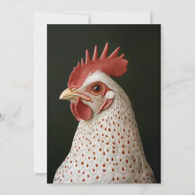 Spotted Chicken Portrait Holiday Card (Front)