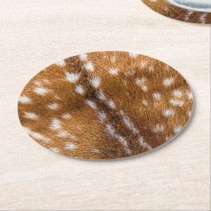 Spotted deer fur texture round paper coaster