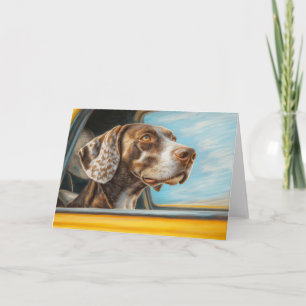 Spotted Dog on a Car Adventure Art Print Card