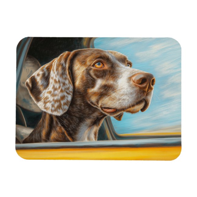 Spotted Dog on a Car Adventure Art Print Magnet (Horizontal)
