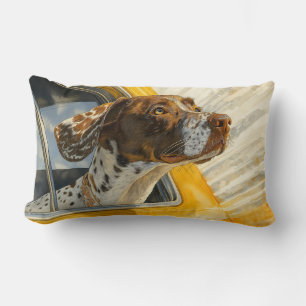 Spotted Dog on Car Ride Art Print Lumbar Cushion