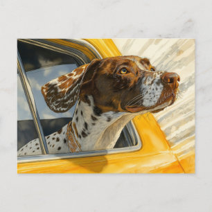 Spotted Dog on Car Ride Art Print Postcard