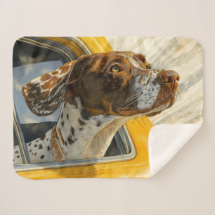 Spotted Dog on Car Ride Art Print Sherpa Blanket