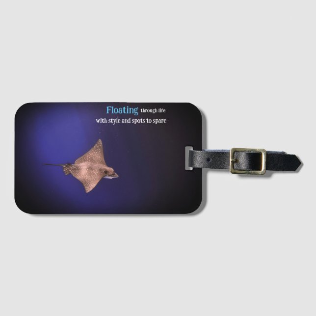 Spotted eagle ray underwater luggage tag (Front Horizontal)
