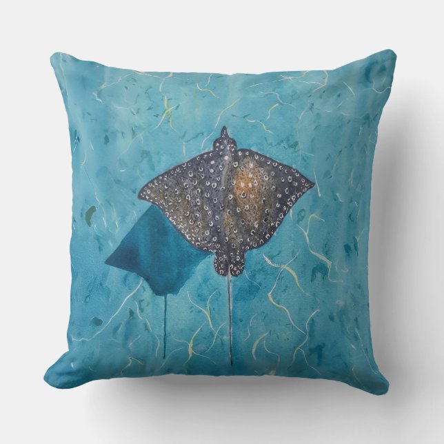 Spotted Eagle Stingray - Ocean Cushion (Front)