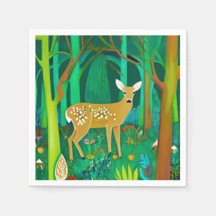 Spotted Fawn in a Fantasy Forest Setting Napkin