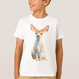 Spotted Fawn Watercolor Illustration Kids T-Shirt