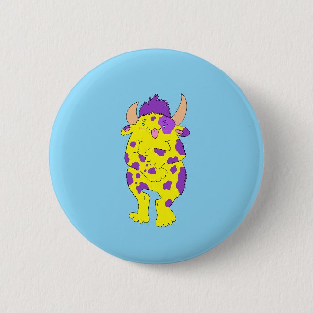 Spotted Fuzzy Monster Button  (Front)
