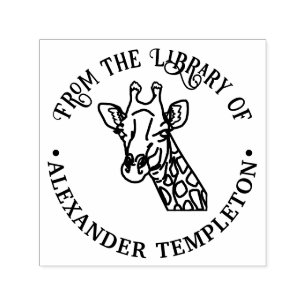 Spotted Giraffe Head #1 Library Book Name Self-inking Stamp