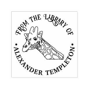 Spotted Giraffe Head #2 Library Book Name Self-inking Stamp